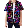 thumbnail image 4 of Glisme Boys Hawaiian Shirt Ool Printed Beach Shirt Summer Casual Top Black T-Shirt Size 12-13 Years, 4 of 5
