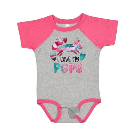 

Inktastic I Love My Pops Pink and Blue Fox with Hearts Gift Baby Boy or Baby Girl Bodysuit