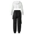 thumbnail image 2 of iiniim Kids Girls Sports Suit Hip-Hop Dance Outfits Mesh Long Sleeve Hoodie Crop Top Pants Tracksuit White 10, 2 of 6