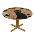 thumbnail image 3 of HAOXIT Cute Black Cat Round Table Cloth Halloween Skull Polyester Tablecloth  Waterproof Tablecloth Dinning Table Cover for Indoor Outdoor Party Picnic 46-50, 3 of 8