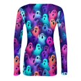 thumbnail image 5 of IYYVV Halloween Shirts for Women 2026 Long Sleeve Crewneck Slim Fitted Basic Tees Funny Ghost Pumpkin Graphic Ribbed Shirt Purple S, 5 of 6