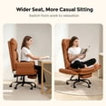 thumbnail image 2 of Patbrela Big and Tall Office Chair, PU Leather Swivel Desk Chair with Adjustable Armrests, Brown, 2 of 9