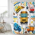 thumbnail image 2 of Small Stall Shower Curtain 36x72 Inch Narrow Half Size Cartoon Truck Bath Curtains Bathroom Decor, Cute Funny Engineering Vehicle Waterproof Fabric Shower Curtain Set with Hooks 36 Inch, 2 of 7