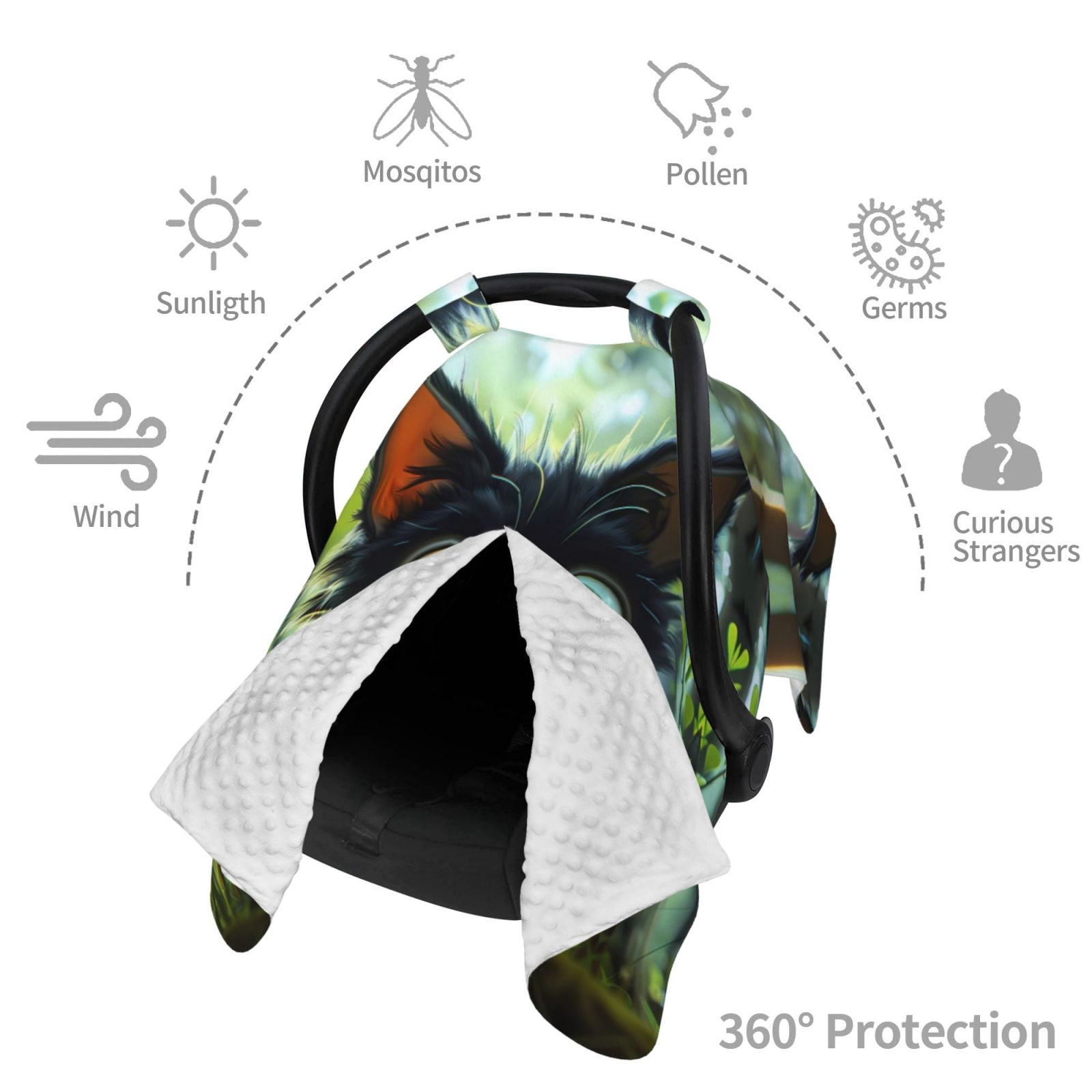 Car Seat Cover Baby - Cute Big-Eyed Black Cat Breathable Infant Car Seat Cover for Baby Carseat, Lightweight Comfort Baby Essentials Must Haves Newborn Stuff for Girl Boy
