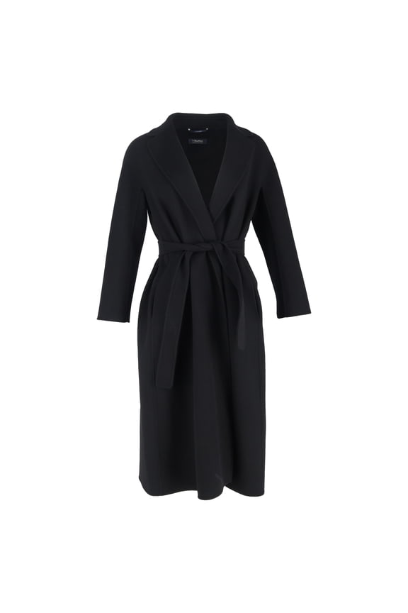 Pre-Owned 'S Max Mara Tailored Belted Coat in Black Wool