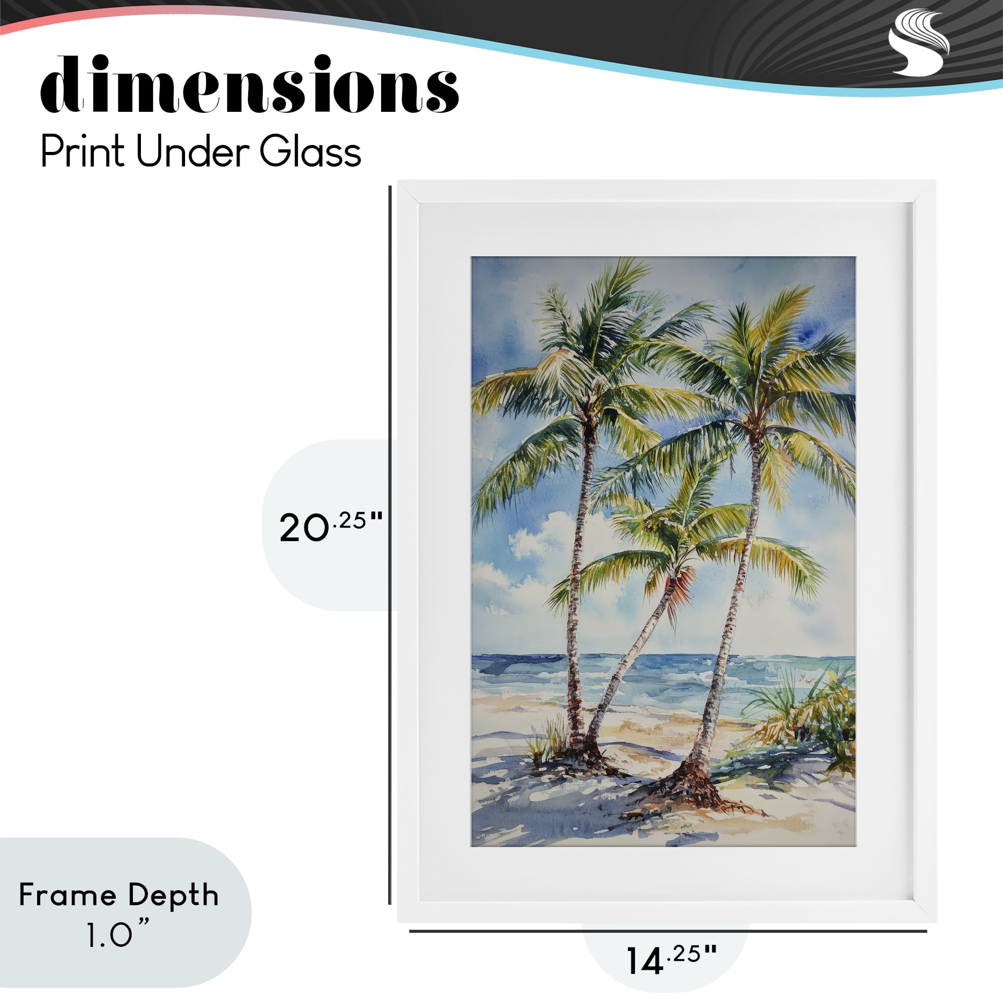 Stupell Industries Windy Palm Trees on Shore White Framed Print Under Glass, design by Petal Prints Design