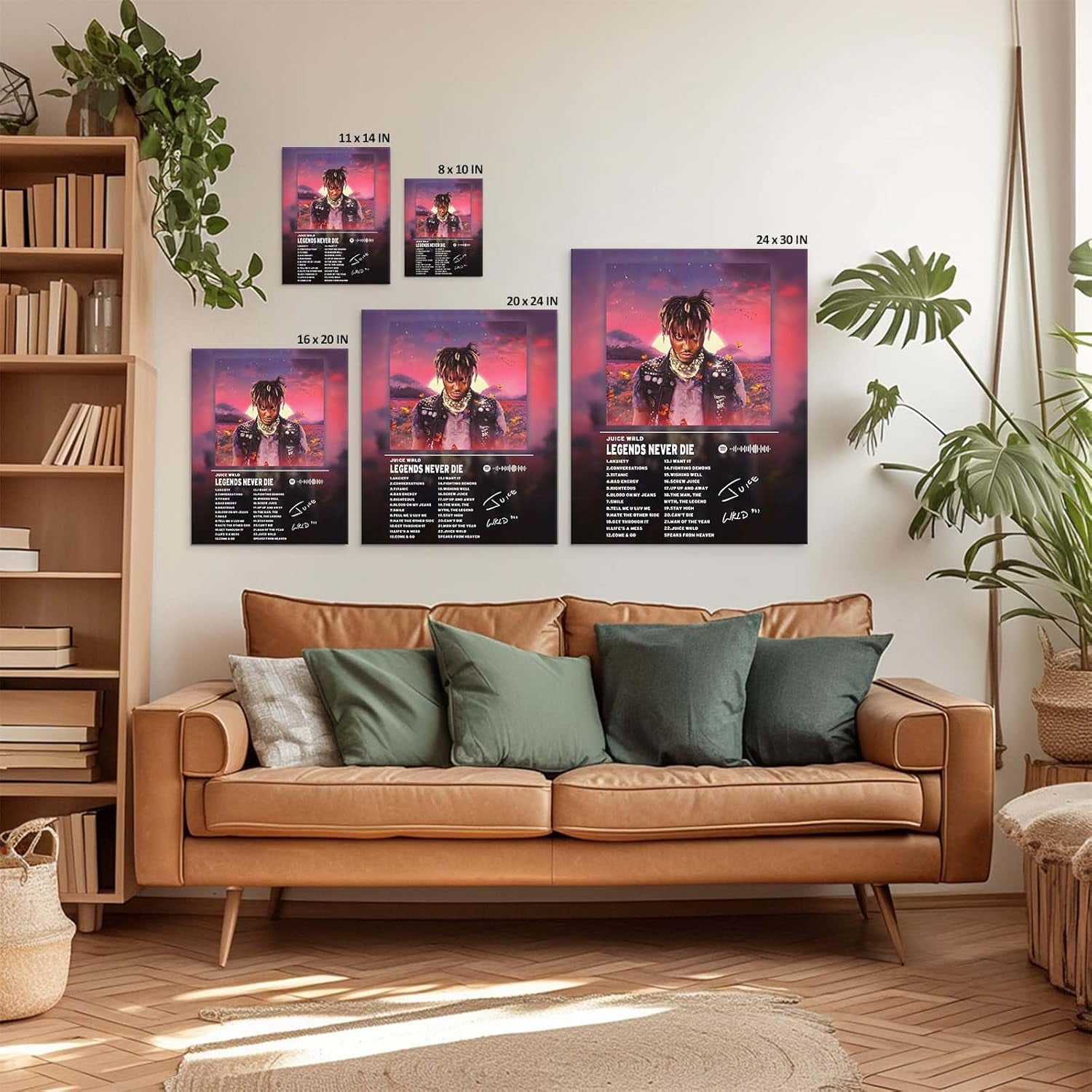 P&L Art Juice Wrld Legends Never Die Album Canvas Wall Art,Rapper Singer Album Cover and Poster Framed Print Art,Aesthetic Picture Print Art for Bedroom or Landscape Office Room Decor Gift 11x14inch