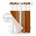 thumbnail image 2 of Burnt Orange Beige Striped No Hook Shower Curtain Waterproof,Bathroom Curtains with Snap in Liners and See Through Top Window,Modern Farmhouse Retro Lines Hotel Bathtub Curtains Shower 60"Wx72"L, 2 of 8