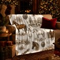 thumbnail image 3 of Western Horses With Saddle And Desert Buildings, Soft Flannel Blanket with Vintage Western Sketch Print, Housewarming Gift and Home Decor for Bedroom and Living Room, 3 of 7