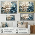 thumbnail image 4 of Designart "Minimalist White And Blue Dahlia Blossoms" Dahlia Floater Framed Wall Art Living Room, 4 of 5