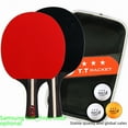 thumbnail image 2 of Regail CE-Certified Ping Pong Paddle Set for Fitness & Sports Enthusiasts - 2 Rackets (Horizontal/) & 3 Balls, Multiple Colors Available, 25.5X15cm Optimal Size, Durable Quality for, 2 of 6
