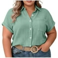 thumbnail image 3 of Posijego Plus Size Tops for Women Button down Shirts Short Sleeve Collared Shirt Summer Casual Dressy Work Blouses, 3 of 6