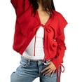 thumbnail image 3 of Jess by Meiko Women's Sweaters Long Sleeves Flouncy Collar Tie Cardigan L Red, 3 of 7