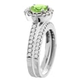 thumbnail image 3 of 10K White Gold Natural Peridot Round 6mm 2-Piece Engagement Ring Set Floating Halo Diamond, size 9.5, 3 of 4