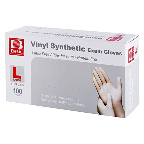 Disposable Medical Clear Vinyl Exam Gloves Industrial Gloves - Latex-Free & Powder-Free100PCS - Large