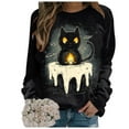 thumbnail image 5 of Towmus Halloween Sweatshirts for Women Long Sleeve Cute Cat Printed Sweatshirt Crew Neck Graphic Pullover Tops, 5 of 6