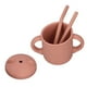 thumbnail image 2 of Vaso de silicona para bebé con dos asas y tapa con pajita, estilo dibujos animados, apto para uso alimentario, duradero, color naranja, 2 of 14