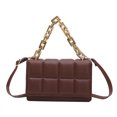 thumbnail image 2 of Bolsa Bolsos de hombro de cuero con cadena de bandolera con estampado de pago para mujer (café) JShteea Para Estrenar, 2 of 9