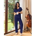 thumbnail image 4 of Ekouaer Womens Pajama Sets 2 Piece Lounge Set Soft Pajamas for Women Set Short Sleeve and Long Pants Pjs with Pockets, 4 of 6