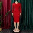 thumbnail image 4 of Women Plus Size Bodycon Stretchy Ruched Basic Midi Work Office Midi Pencil Dress, 4 of 8