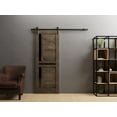 thumbnail image 3 of Sturdy Barn Door 24 x 80 inches | Veregio 7588 Cognac Oak with Black Glass | 6.6FT Rail Hangers Heavy Hardware Set | Solid Panel Interior Doors, 3 of 4