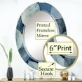 thumbnail image 3 of Designart "Grey Blue Leafs Harmony Cool Tones" Floral Round Wall Mirror - Traditional Oval Printed Decorative Oversized Mirror - Multiple Color Options, 3 of 4