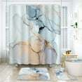 thumbnail image 5 of 4 Pcs Shower Curtain Set with 12 Hooks, Cute Fish Sea Ocean, Bathroom Decor Underwater Crab Octopus Animal Bathing with Non-Slip Rugs Toilet Lid Cover Bath Mat 72"x72", 5 of 5