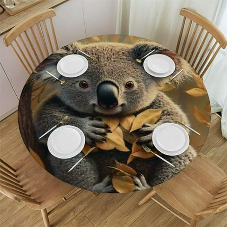 

SHERONV Koala Bear Baby Forest Round Table Cover Stain Resistant Washable Indoor Outdoor Tablecloth Kitchen Dining Wedding Parties 100% Polyester Waterproof for Picnic Dining Kitchen Farmhouse 46 -50