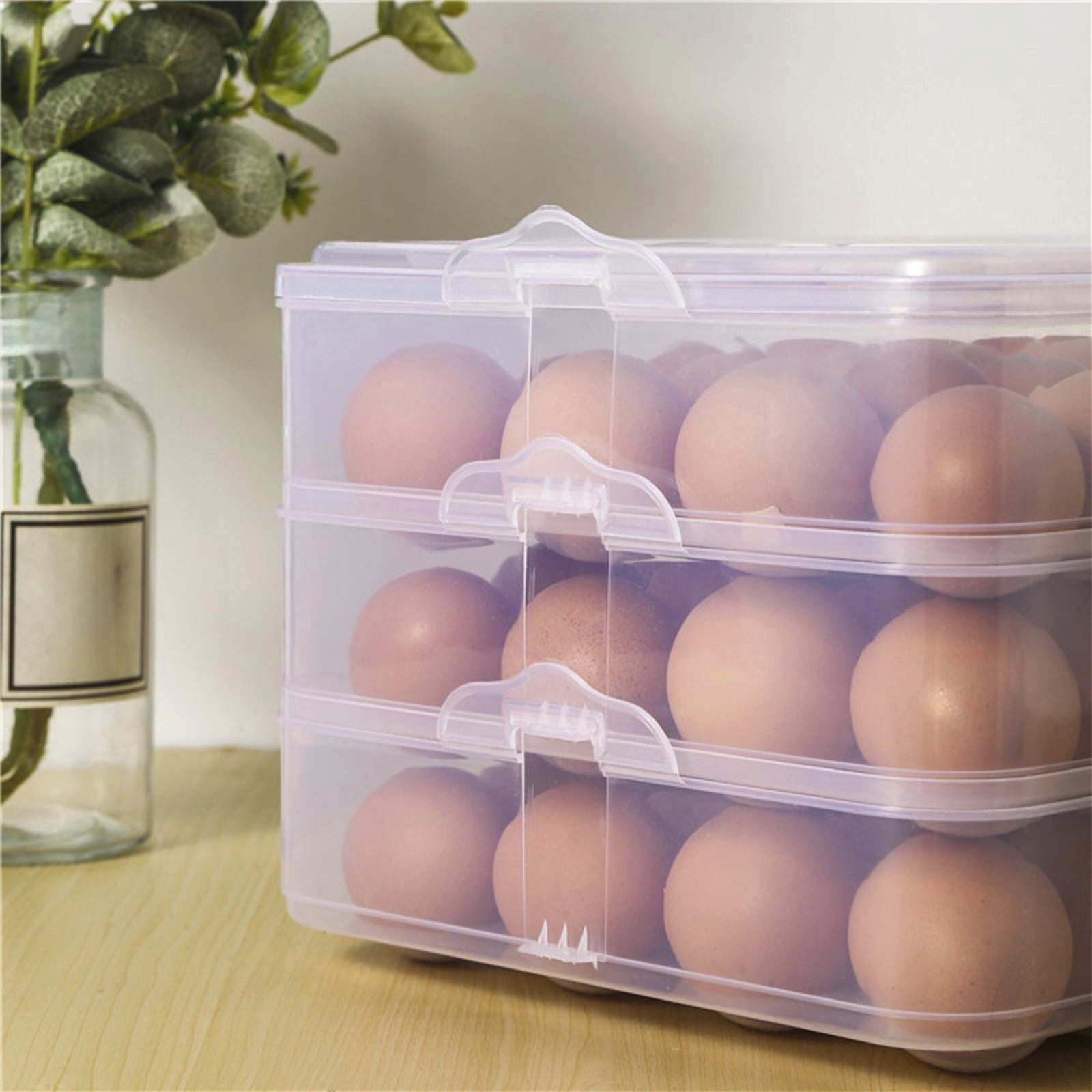 Clear Stackable Egg Storage Container for Refrigerator 72 Egg Holder Organizer Bin with Lid and Handle(Clear)