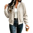 thumbnail image 5 of Zijinkuiwen Women Leopard Print Bomber Jacket Zip Up Long Sleeve Ribbed Cuffs Outerwear for Casual Daily Wear, 5 of 7