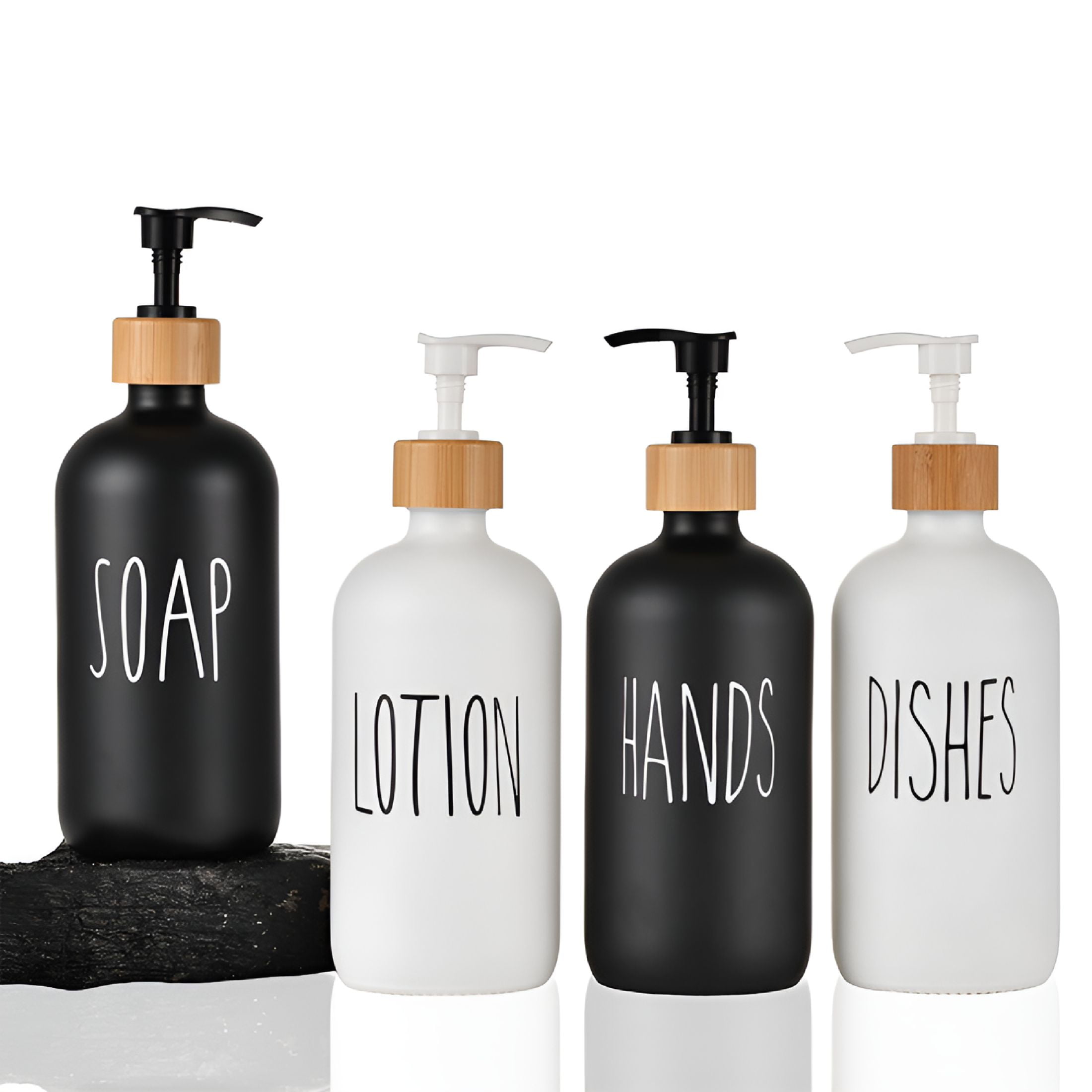ACDANC Soap Dispenser,Dish Soap Dispenser for Kitchen Sink,Glass Hand Soap Dispenser,Modern Farmhouse Decor Dish Soap Dispenser for Bathroom,Kitchen Sink Decor (White Set)