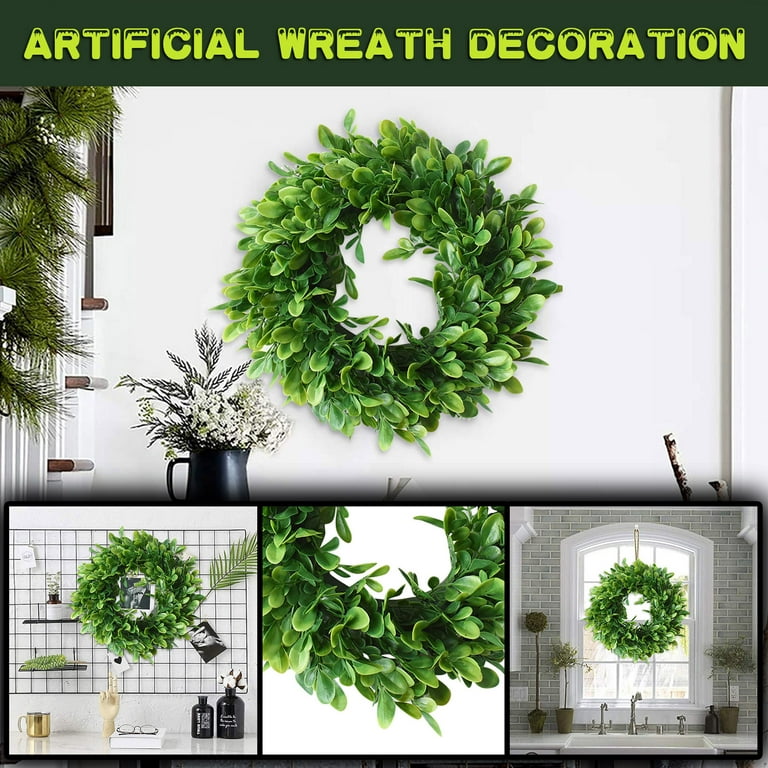 Heiheiup Artificial Door Window Green Wreath for Leaves Decor 12inch Wall  Wreath Home Decor Pig Rear View Mirror