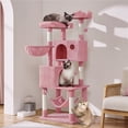 thumbnail image 3 of Yaheetech 64.5in Multi-level Large Cat Tree Condo Tower with Hammock Scratching Posts & Hammock, Pink, 3 of 7