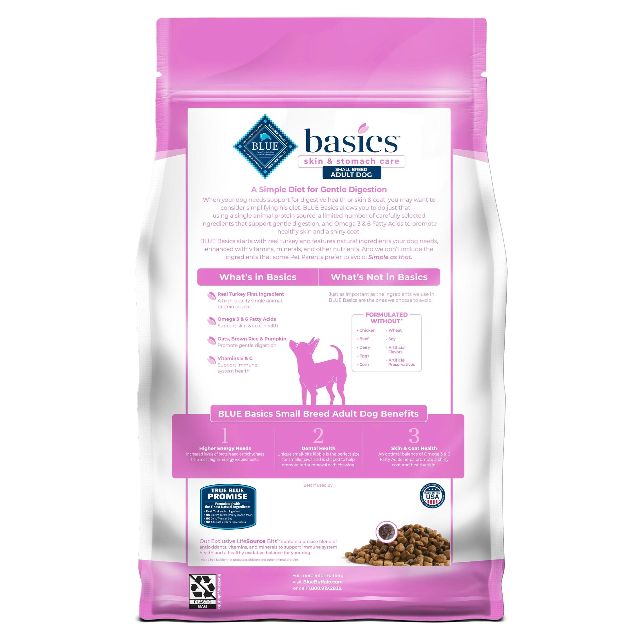 Blue Buffalo Basics Small Breed Adult Dry Dog Food, Turkey, Chicken Free, 4lb