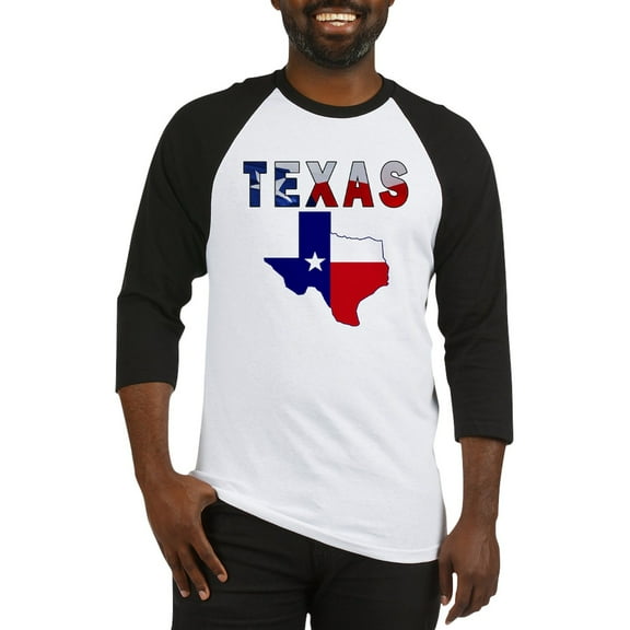 CafePress - Flag Map With Texas Baseball Jersey - Cotton Baseball Jersey, 3/4 Raglan Sleeve Shirt