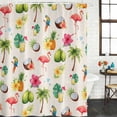 thumbnail image 2 of Beige Flamingos Bathroom Shower Curtains with 12 Hooks Polyester Waterproof Shower Curtain for Stalls and Bathtubs Tropical Summer Botanical Fruits Rustic Decorative Bathroom Curtain 72x72 Inches, 2 of 9