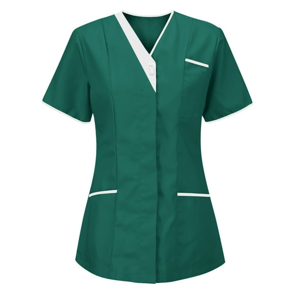 Savings Clearance! BEFOKA Womens Plus Size T-Shirt,Summer Casual Blouse Tops for Womens,Women's Nurses Tunic Uniform Clinic Carer-Neck Protective Clothing