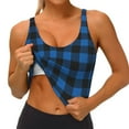 thumbnail image 3 of Picia Blue Black Plaid Sports Bra for Women,Padded Strappy Sports Bras Medium Support Yoga Bra with Removable Cups,Running Yoga Bra-XX-Large, 3 of 9