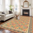 thumbnail image 2 of Large Area Rugs for Living Room Bedroom, Beige Red Floral Boho 6'x9' Rug Washable Carpet Runner Indoor Outdoor, Vintage Ethnic Tribe Abstract Art Non Slip Floor Mats Rug for Kitchen, Playroom, 2 of 8