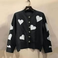 thumbnail image 3 of Pxiakgy cardigan for women Women's Heart-shaped Embroidered Knit Cardigan Sweater Slim O-neck Long Sleeve Sweater long cardigans for women Black + S, 3 of 6