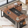 thumbnail image 6 of SEDETA 71" Executive Desk with Rolling File Cabinet, Large Office Desk with Drawers, L Shaped Computer Desk with Power Outlets, CPU Stand, Pegboard and Storage Shelves, Walnut, 6 of 9