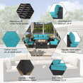 thumbnail image 2 of ALAULM Patio Conversation Set, Adult, 10-Piece, Weave Rattan Outdoor Conversation Sets with Sofa and Coffee Table, Blue, 2 of 6