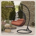 thumbnail image 4 of LeisureMod Hanging Swing Chair Two-Person Seater Egg Chair Black Frame in Teardrop Design with Armrest Removable Zippered Washable Polyester Cushion Cover for Indoor and Patio Recluse Collection, 4 of 11