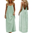 thumbnail image 2 of LVHAOGJOB Robe Tendance pour Femmes Maxi Dos Nu Robe d'Été Sans Manches Imprimée Longue Grande Taille Robe Soleil pour Dames à Bretelles Spaghetti, 2 of 9