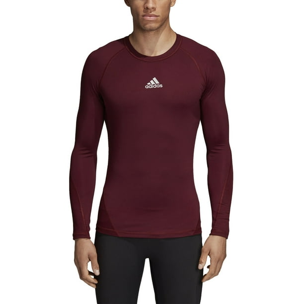 Men's Adidas Alpha Skin Sport Long Sleeve Shirt Maroon