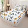thumbnail image 2 of jejeloiu Cheerful Bird Zipper Full Size Comforter Sets with Fitted Sheet and 2 Pillowcases For Men Women,Floral Print Zipper Bedding Set,Orange Blue White,Polkadot Reversible,4 Pieces, 2 of 7