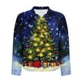 thumbnail image 4 of Craaazy Christmas Womens Shirts Colorful Christmas Trees Print Blouses Button Down Shirts for Women Gifts for Women, 4 of 6