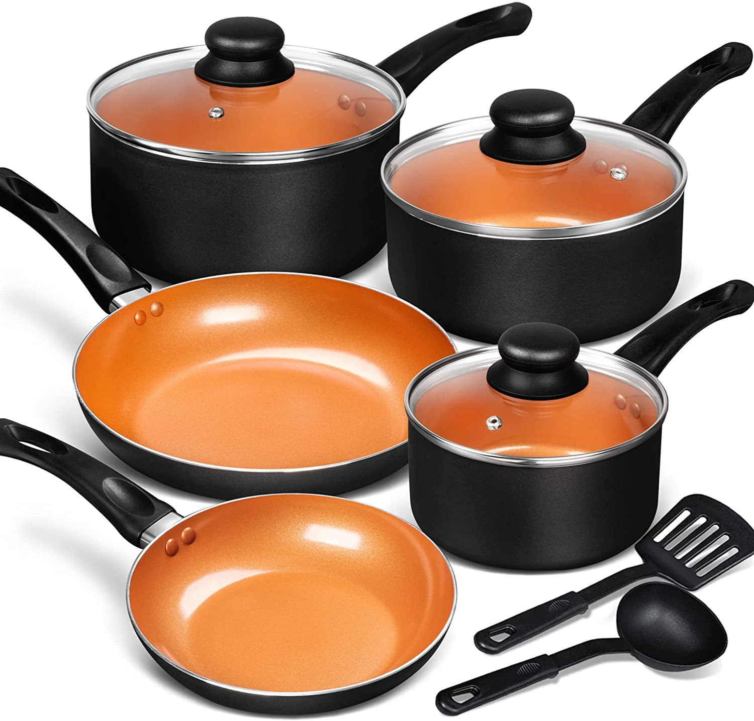 MICHELANGELO Copper Pots and Pans Set Nonstick, Basic Copper Cookware Set  with Bakelite Handle, Kitchen Cookware Set with Ceramic Nonstick Coating,  ...