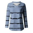 thumbnail image 4 of Annhoo Going out Tops for Women Fall Long Sleeve Casual V Neck T Shirts Trendy Stripes Print Blouse Tees, 4 of 4