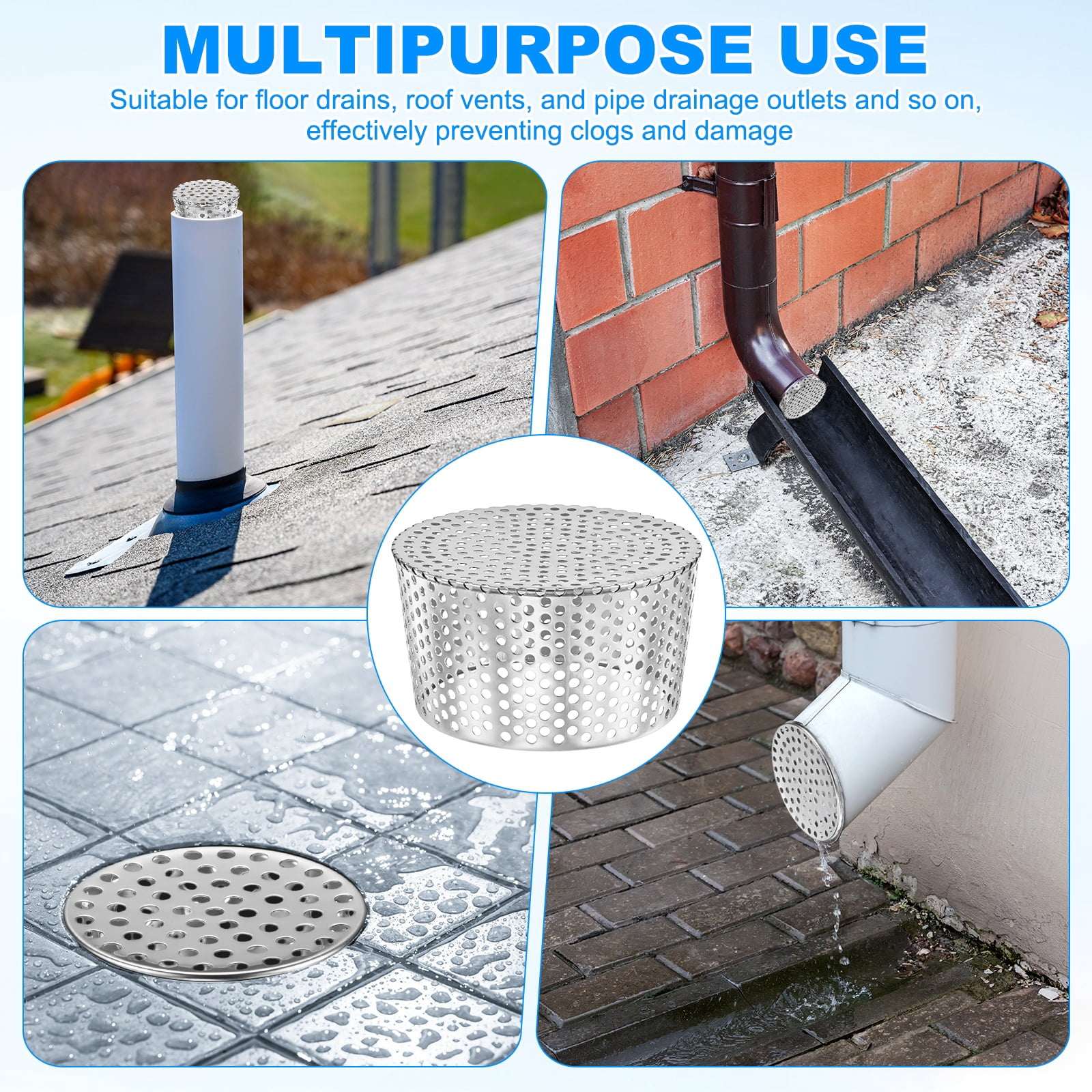 Uxcell 1-Pack Termination Mesh Screen Vent Covers, 6.3–5.55 Inch ID Stainless Steel Conical Exhaust Pipe Cover Strainer for Preventing Leaves/Birds from Entering